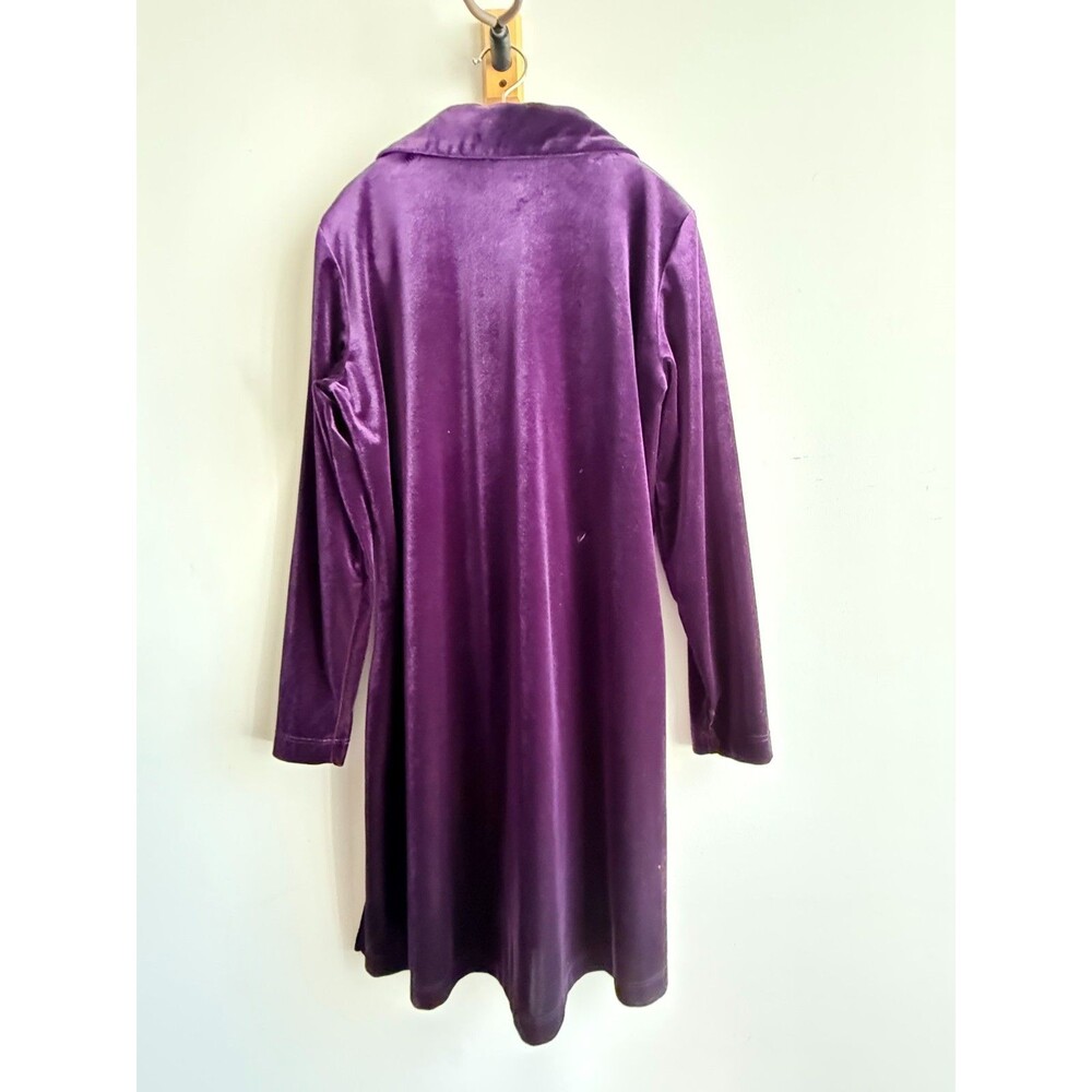 Purple velvet shirt dress - 4P - Picture 2 of 5